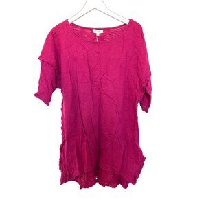 Umgee Berry Frayed Tunic Top